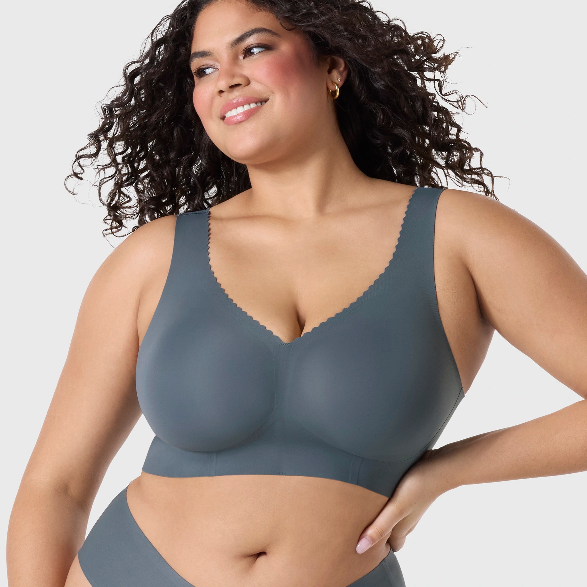 All Color: Slate Grey | Adjustable smoothing back wireless bra