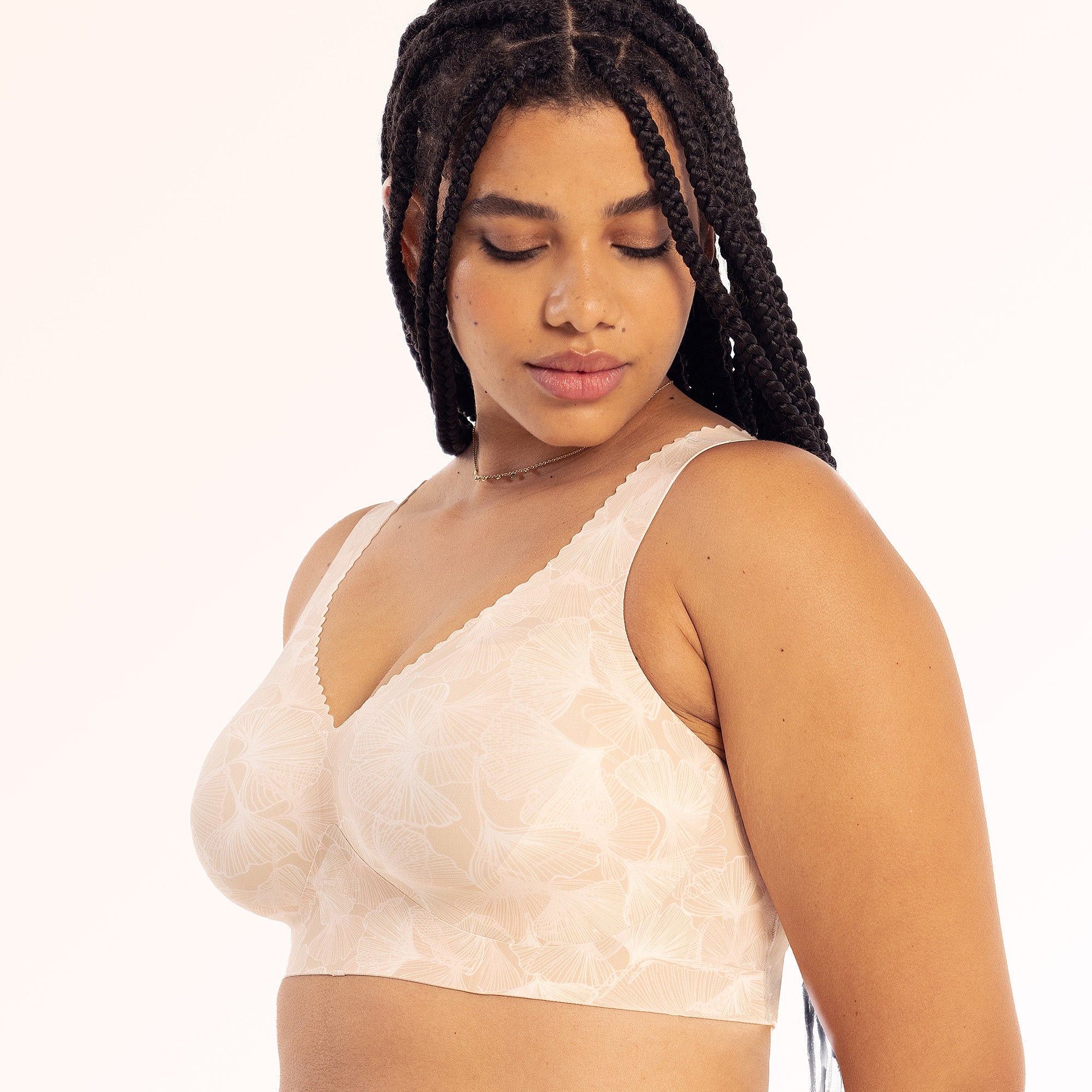 All Color: Champagne Ginkgo| wireless t-shirt push up bra