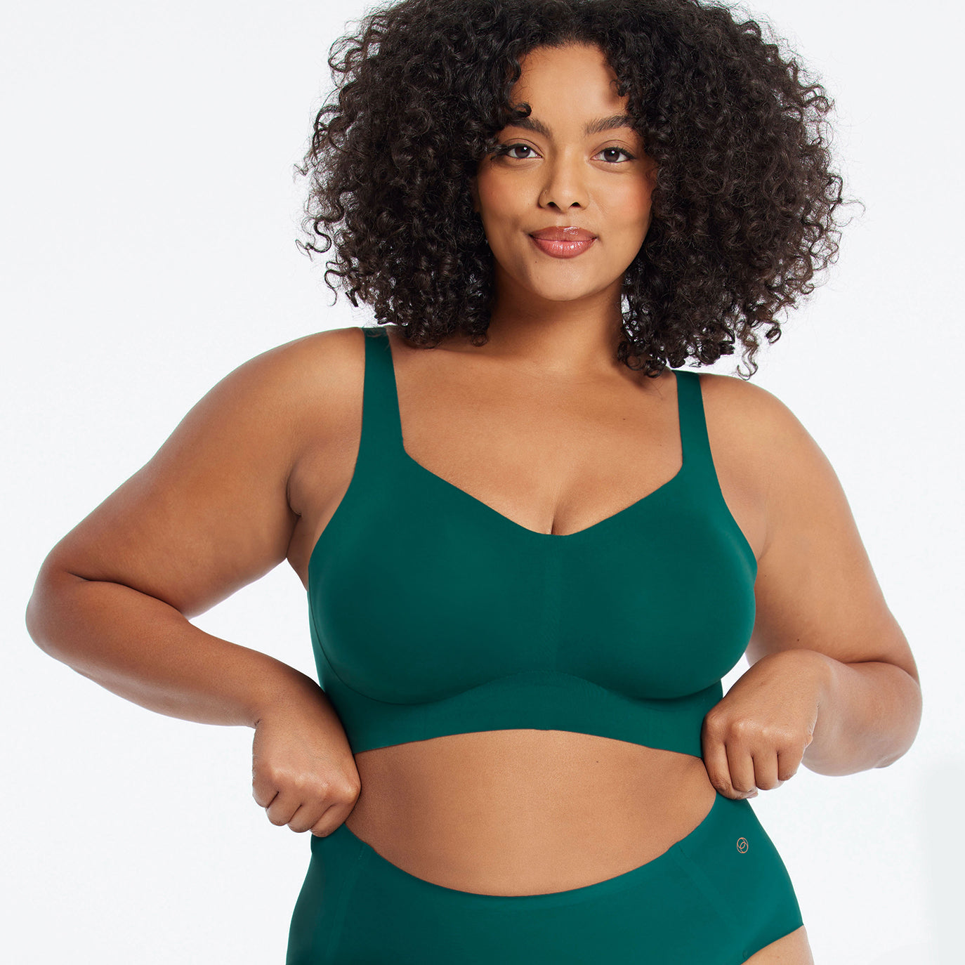 All Color: Monstera Green | flexible band hook and eye wireless bra for large busts