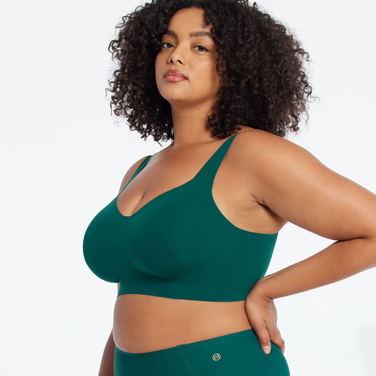 All Color: Monstera Green | flexible band hook and eye wireless bra for large busts