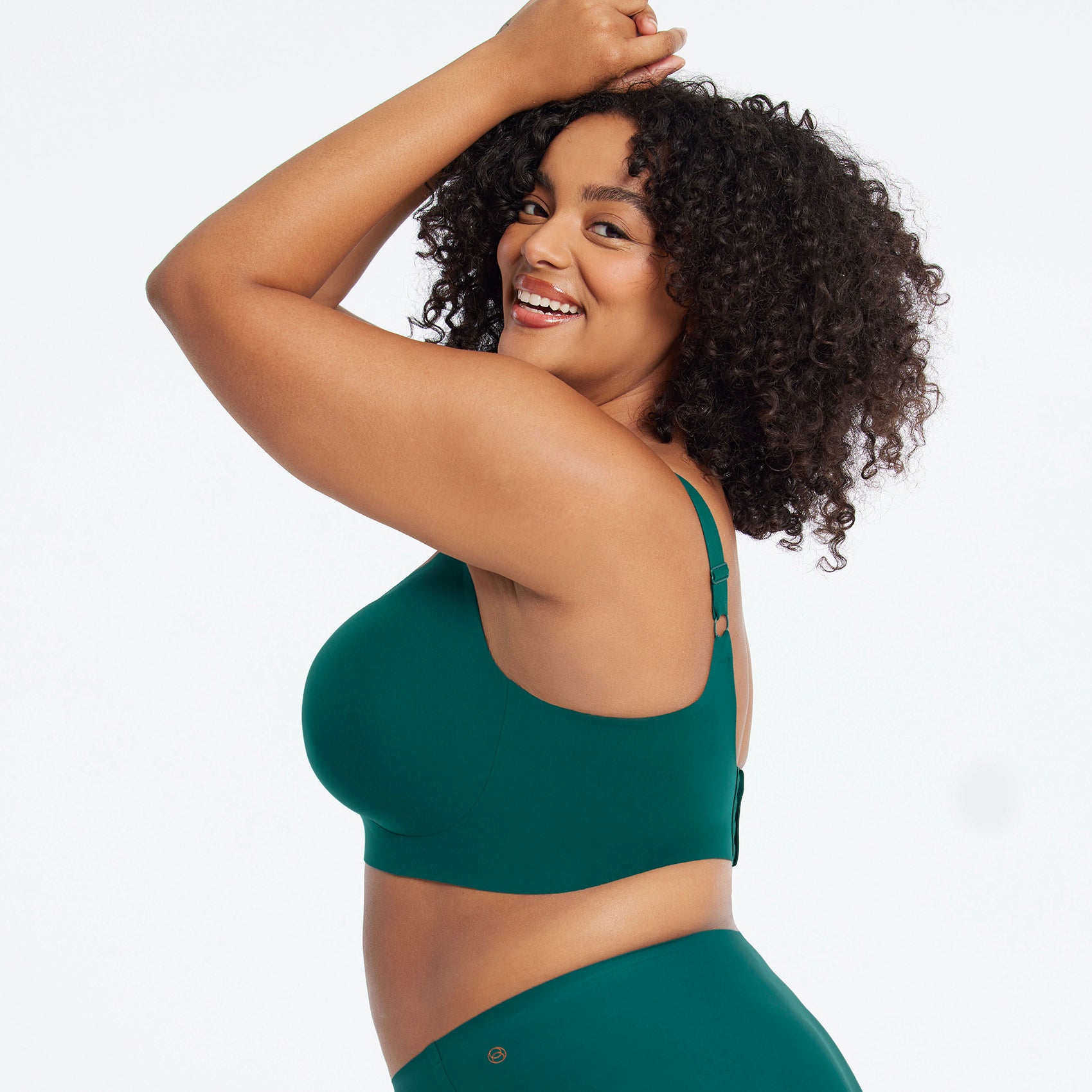 All Color: Monstera Green | flexible band hook and eye wireless bra for large busts