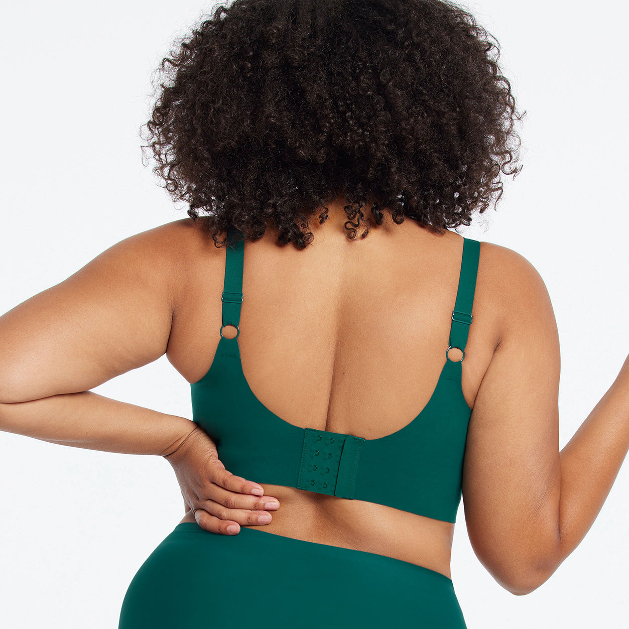 All Color: Monstera Green | flexible band hook and eye wireless bra for large busts