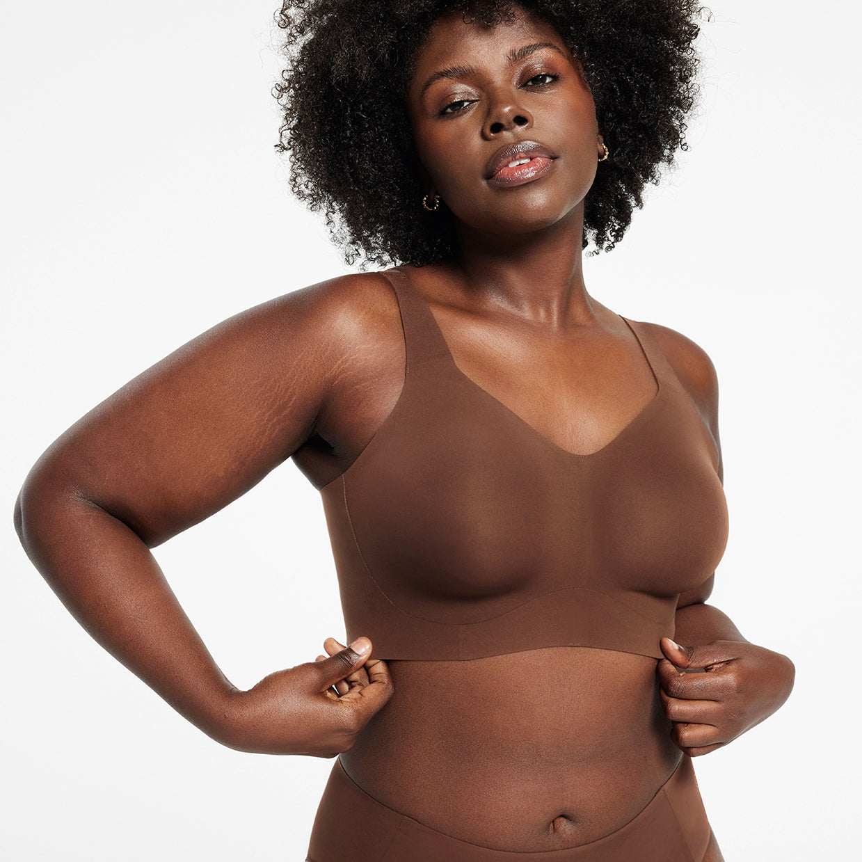 All Color: Umber | Adjustable wireless bra with hook and eye in the band