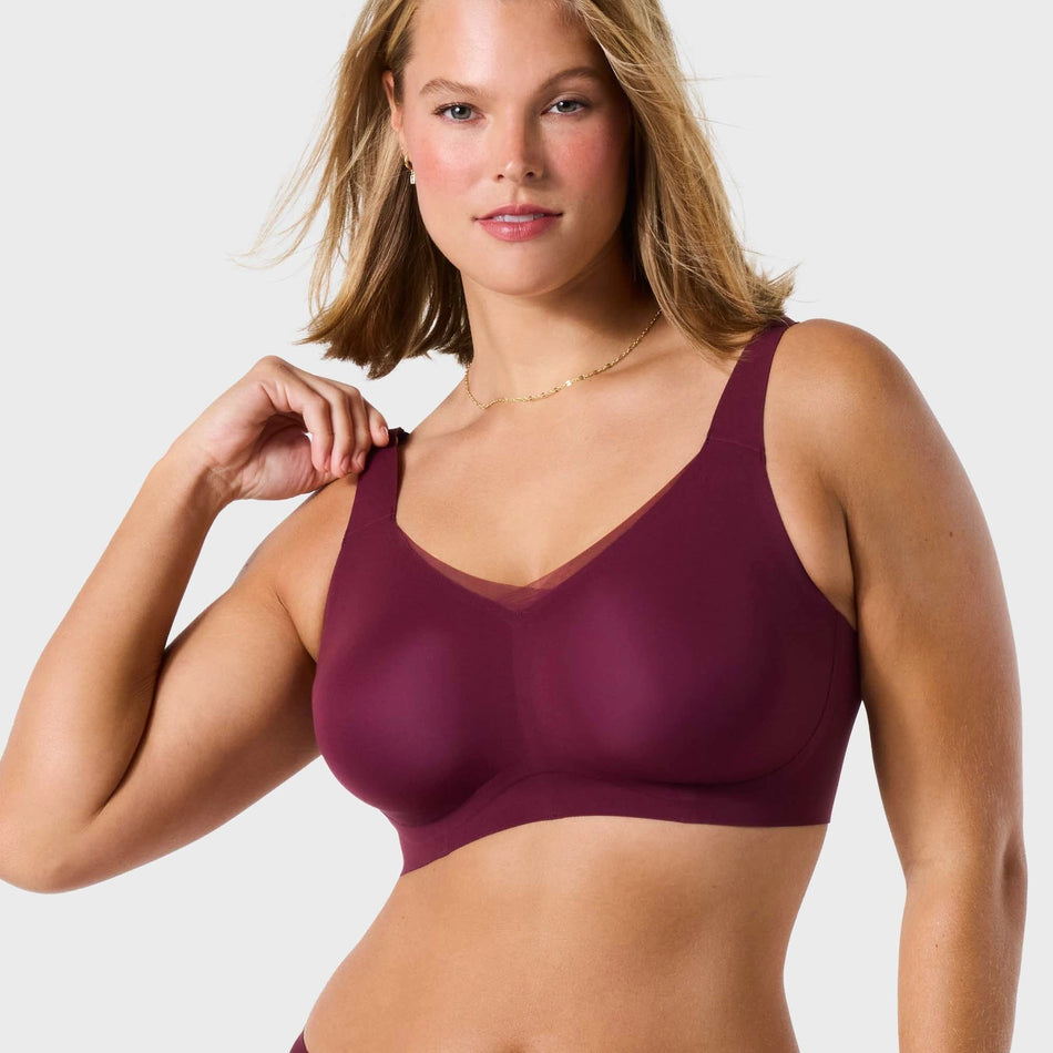 All Color: Berry | Adjustable wireless bra with Mesh detail