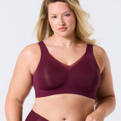 All Color: Berry Mesh | wireless seamless v-neck push up bra with mesh