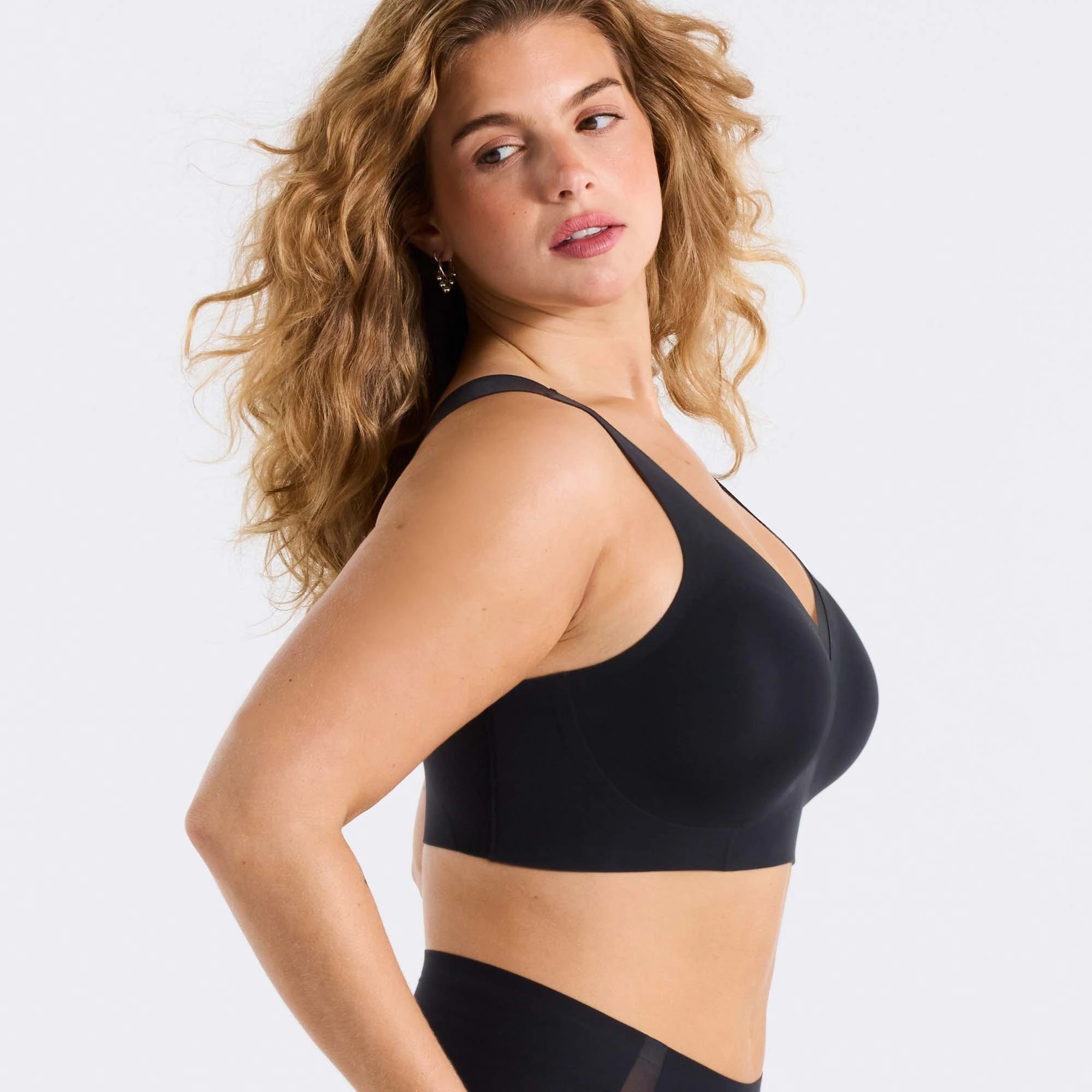 All Color: Black Mesh | wireless seamless v-neck push up bra with mesh