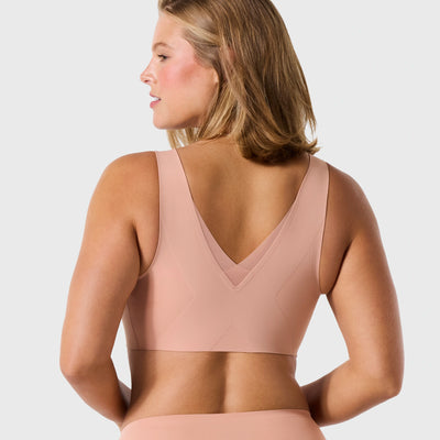 All Color: Himalayan Salt | wireless seamless v-neck push up bra with mesh