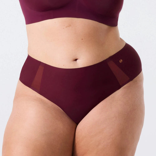 High-Waisted Thong — Mesh - Berry Mesh (Final Sale)