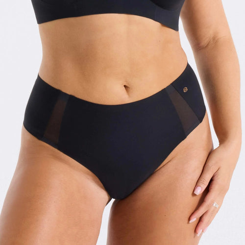 High-Waisted Thong — Mesh - Black Mesh (Final Sale)