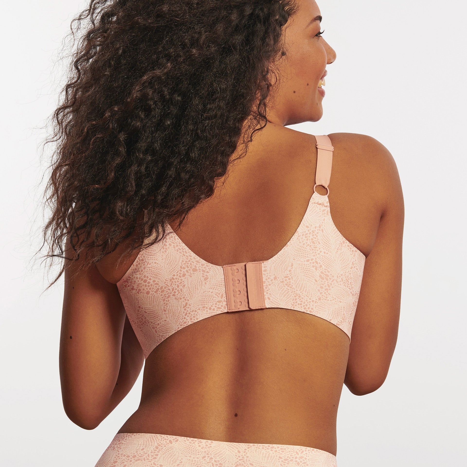 All Color: Pink Lace | flexible band hook and eye wireless bra