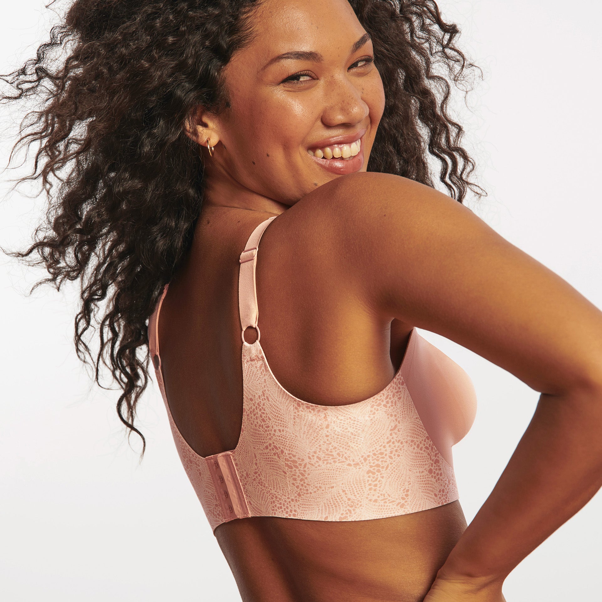 All Color: Pink Lace | flexible band hook and eye wireless bra