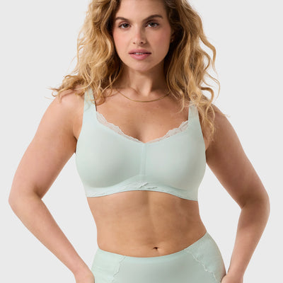 All Color: Ocean Mist | Adjustable wireless bra with Lace detail