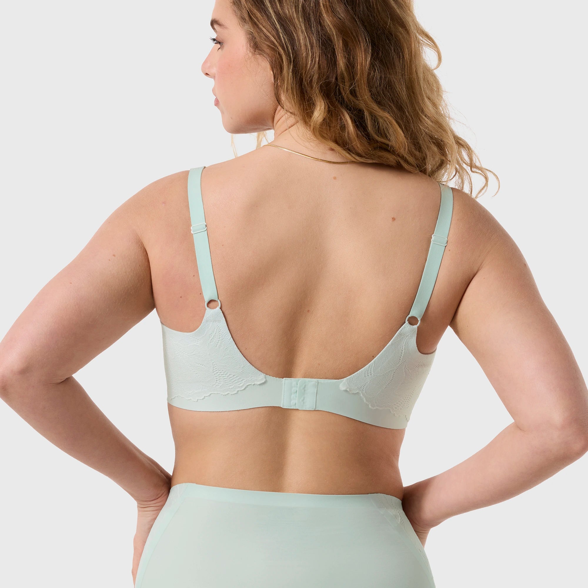 All Color: Ocean Mist | Adjustable wireless bra with Lace detail