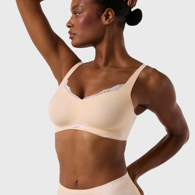 All Color: Peach Rose | Adjustable wireless bra with Lace detail