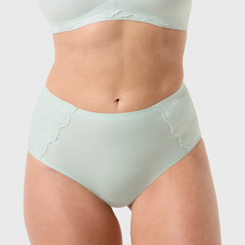 Smooth Lace High-Waisted Retro Bikini - Ocean Mist (Final Sale)