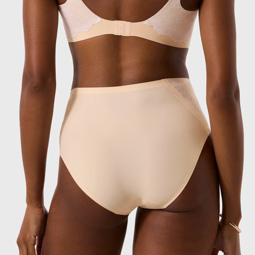 Smooth Lace High-Waisted Retro Bikini - Peach Rose (Final Sale)