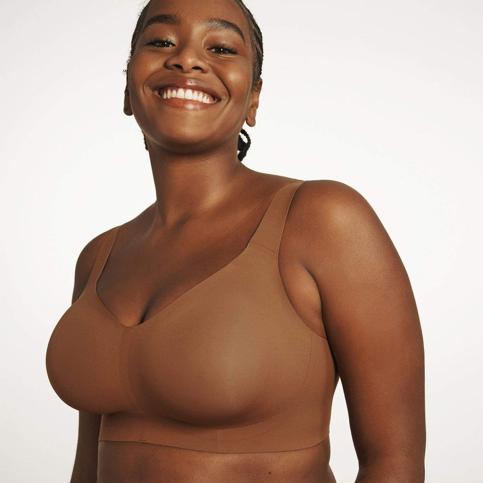 All Color: Clay | flexible band hook and eye nude brown wireless bra