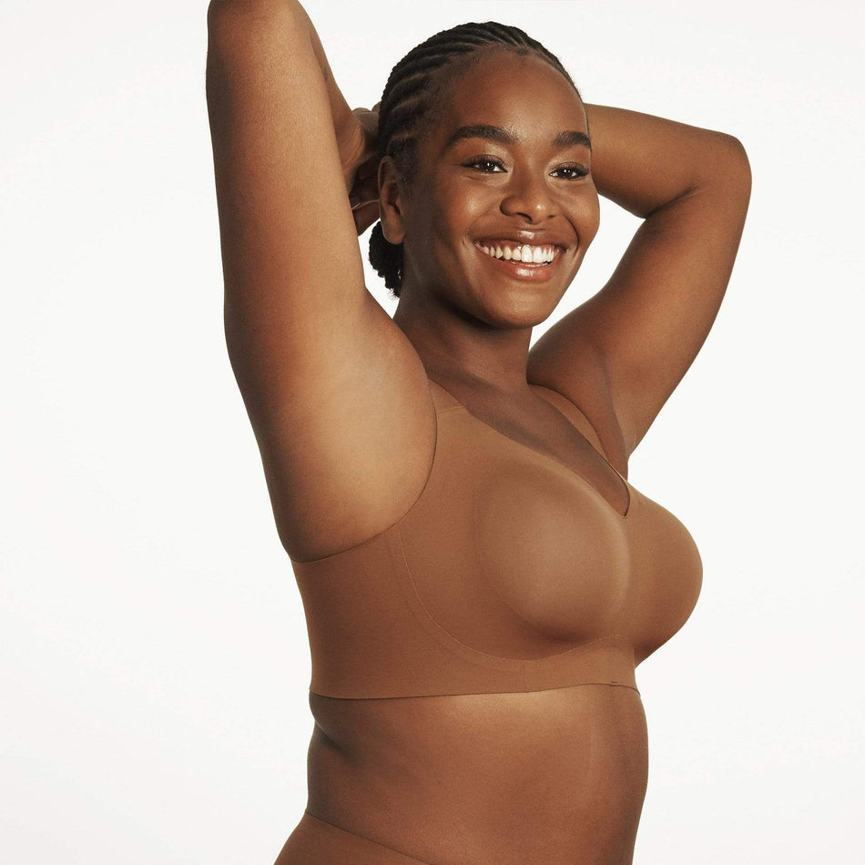 All Color: Clay | flexible band hook and eye nude brown wireless bra