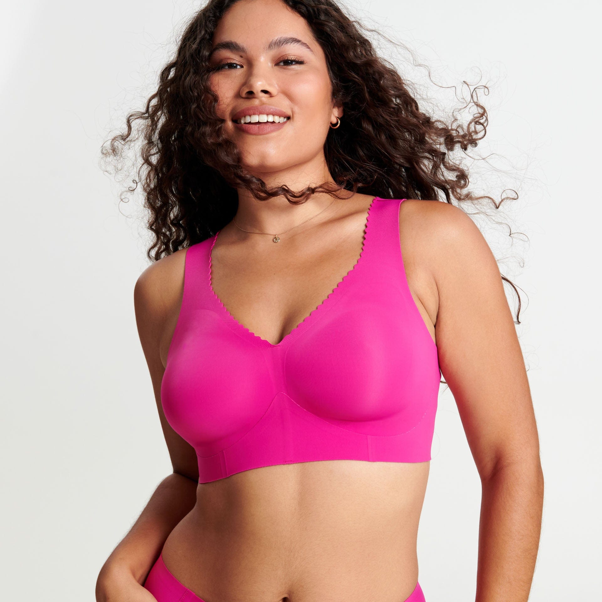 All Color: Wildflower Pink | wireless hot pink t-shirt push up bra