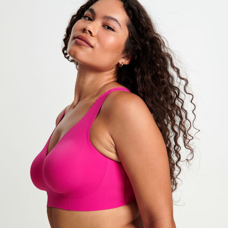 All Color: Wildflower Pink | wireless hot pink t-shirt push up bra
