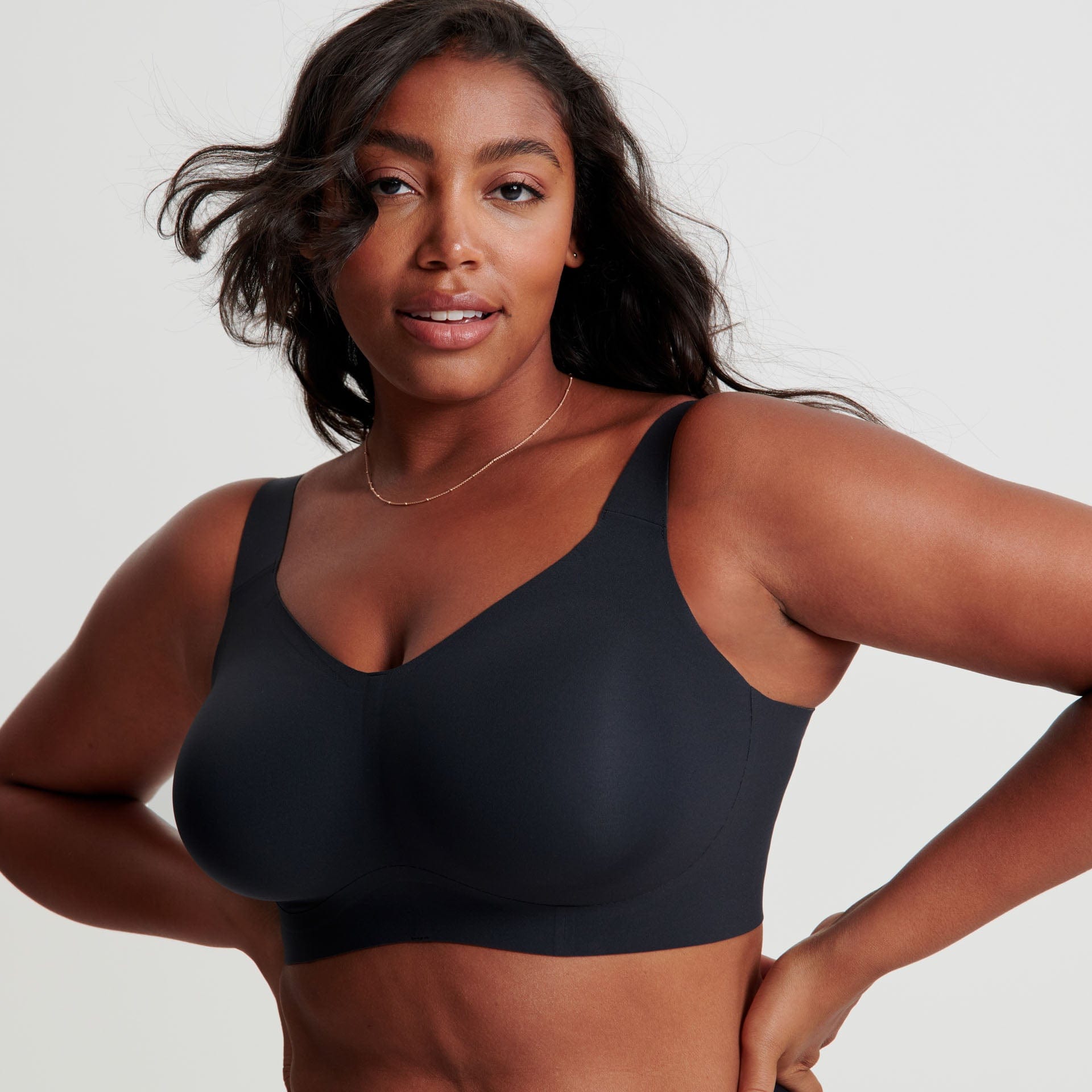 All Color: Limited Black Onyx with Rose Gold | flexible band hook and eye wireless bra for large busts