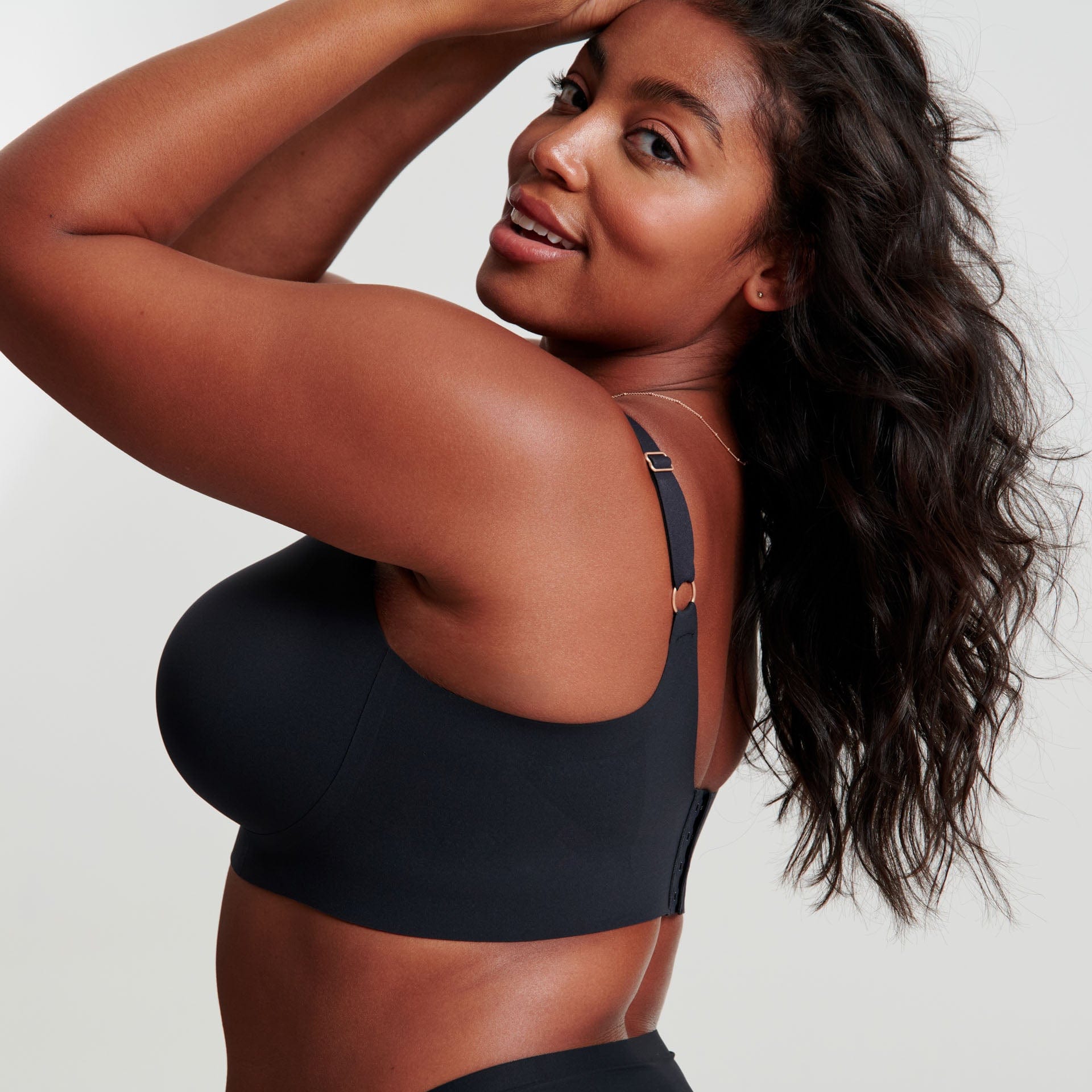 All Color: Limited Black Onyx with Rose Gold | flexible band hook and eye wireless bra for large busts