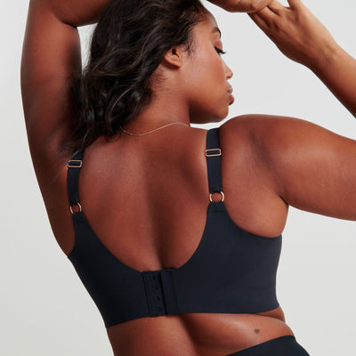 All Color: Limited Black Onyx with Rose Gold | flexible band hook and eye wireless bra for large busts