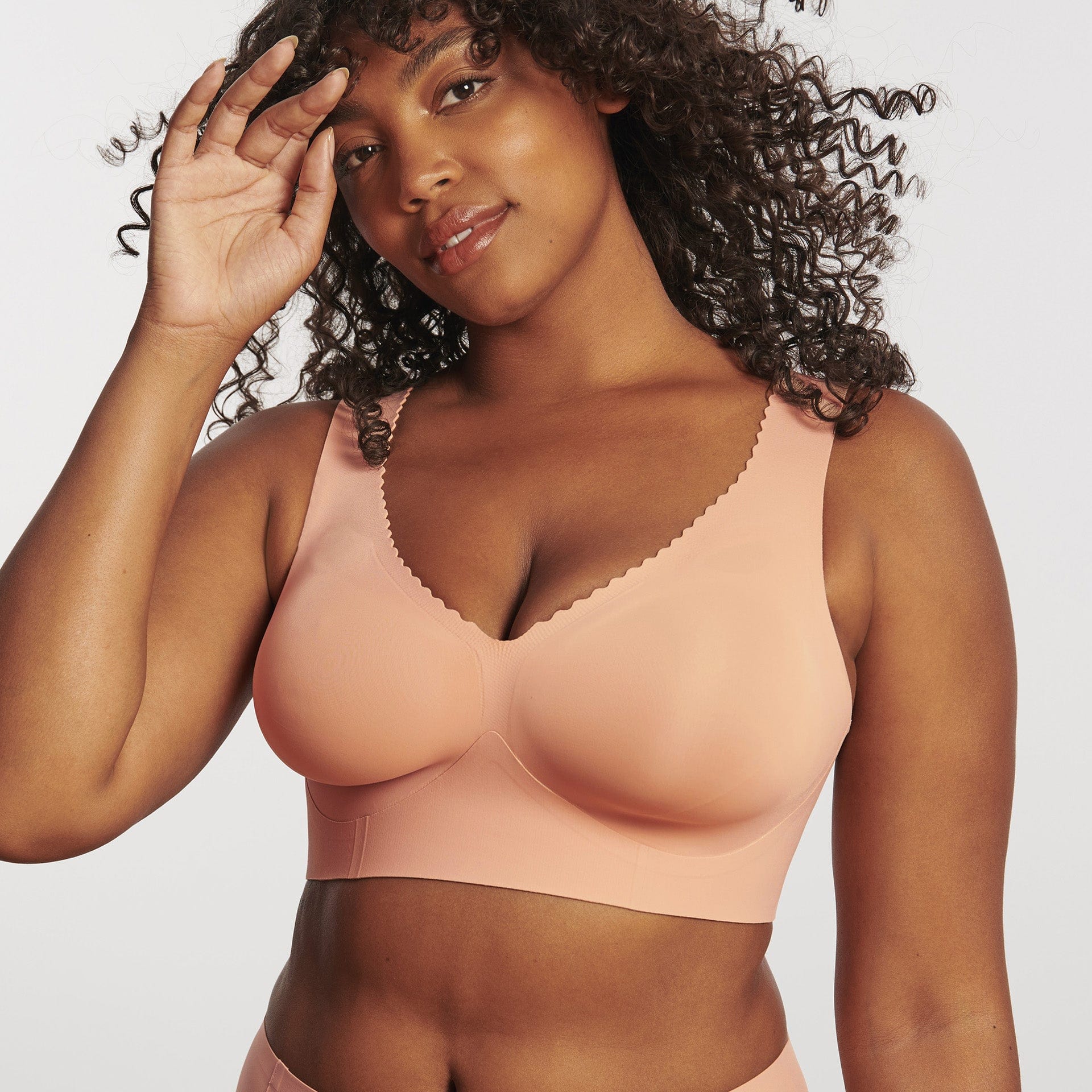 All Color: Himalayan Salt | wireless wirefree pink v-neck bra