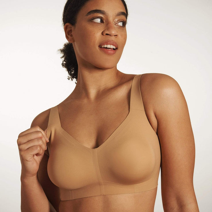 All Color: Mica | flexible band hook and eye nude tan brown wireless bra