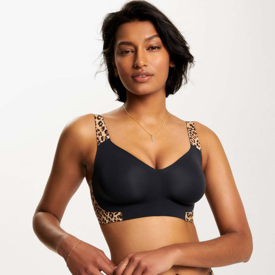 All Color: Leopard | flexible band hook and eye leopard wireless bra