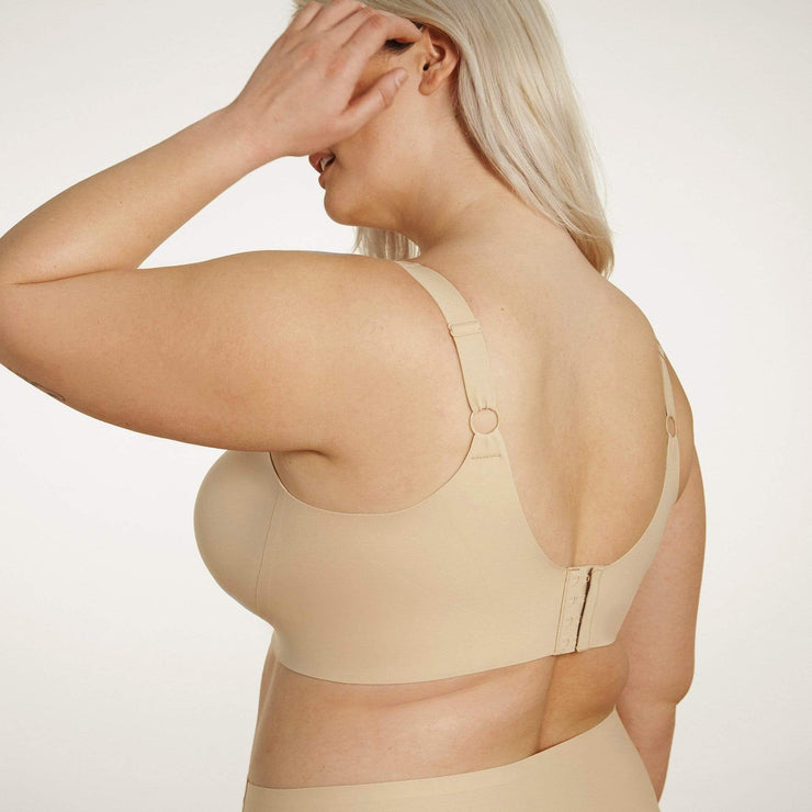 All Color: Sand | flexible band hook and eye tan nude wireless bra