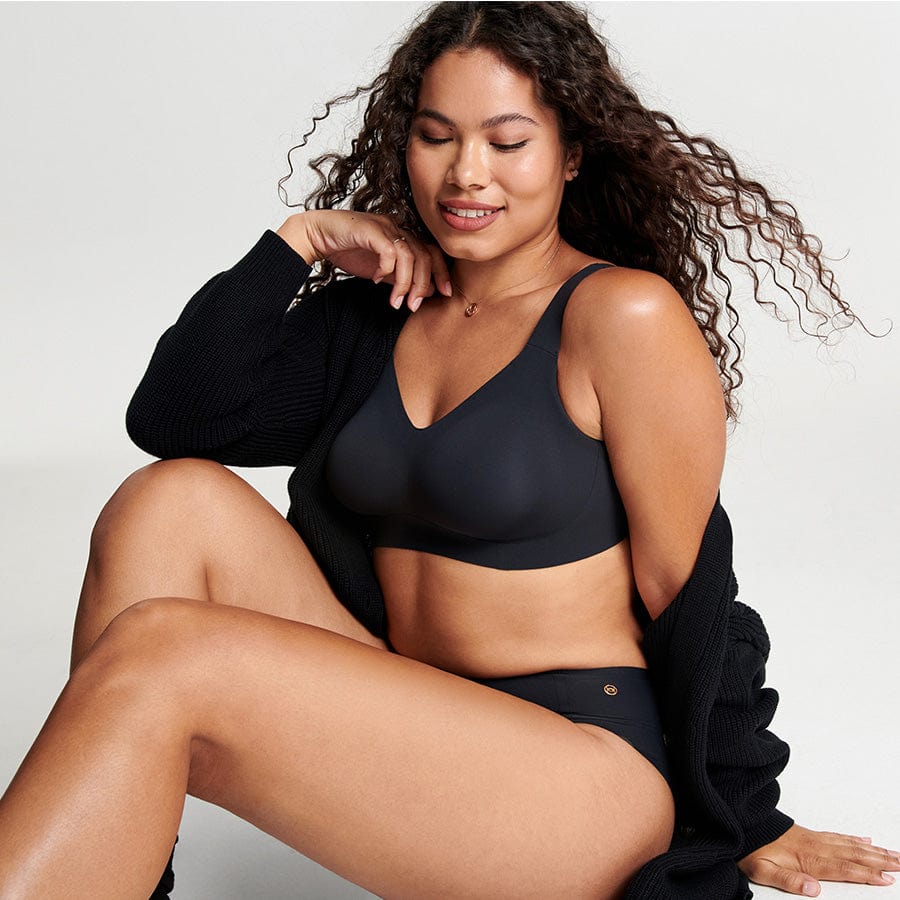 All Color: Limited Black Onyx with Rose Gold | flexible band hook and eye wireless bra for large busts